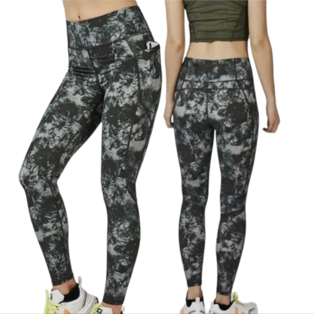 Sweaty Betty Zero Gravity 7/8 Leggings XS Black White Marble Print Pocket